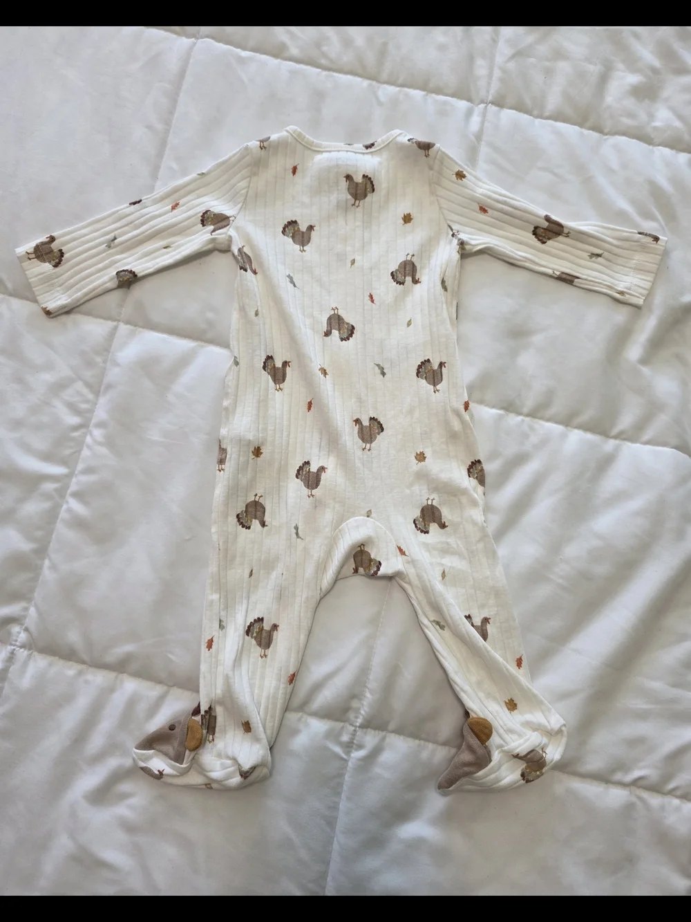 Carter's Thanksgiving Ribbed Turkey-Print Footie One-Piece With Turkey Feet